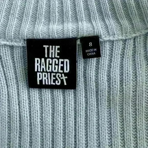 The Ragged Priest Faux Fur Y2K Baby Blue Cardigan Sweater - Picture 4 of 6